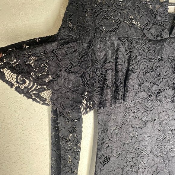 Panhandle Eyelet Lace Dress Womens L Black Lined Western - Picture 8 of 13